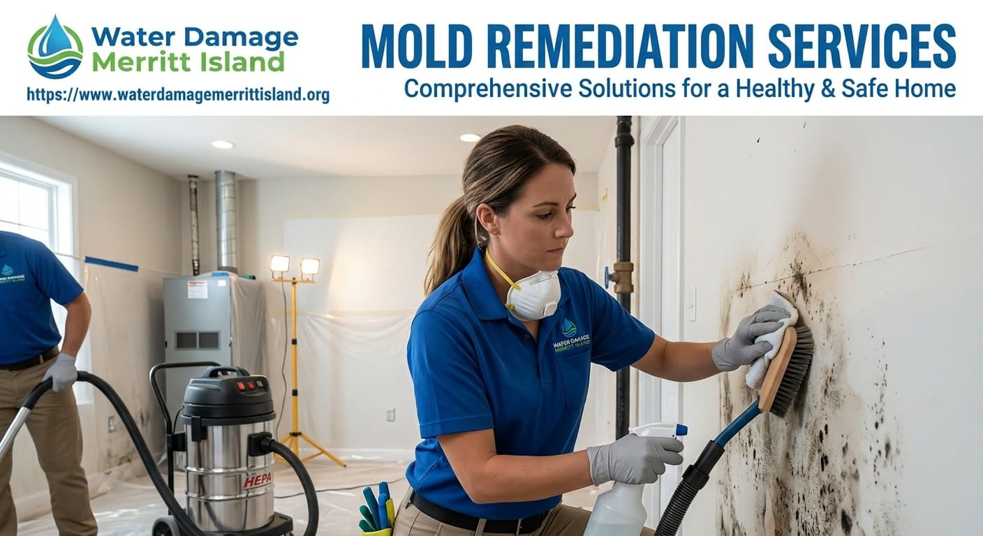 Mold remediation containment and air filtration setup in a Florida home