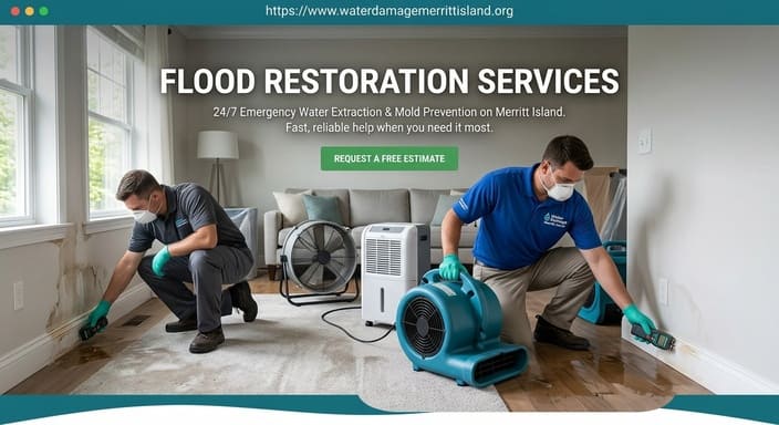Flood restoration pumps removing water from a Florida home